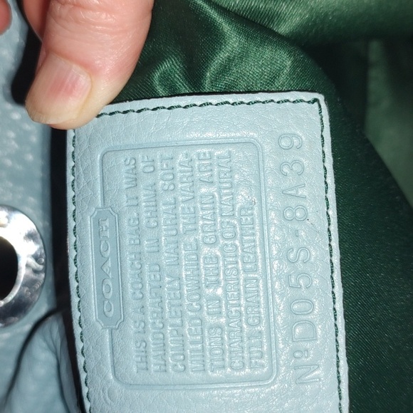 Coach Chelsea Vintage Turnlock Shoulderbag 8A39. Light Blue Full-grain Leather. - Picture 2 of 16